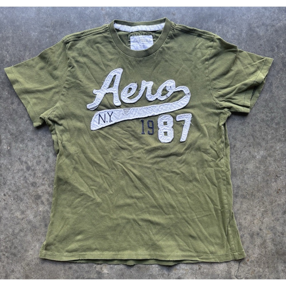 Vintage 90s Aeropostale T Shirt Size Large Surf Single Stitch Embroidered Tee